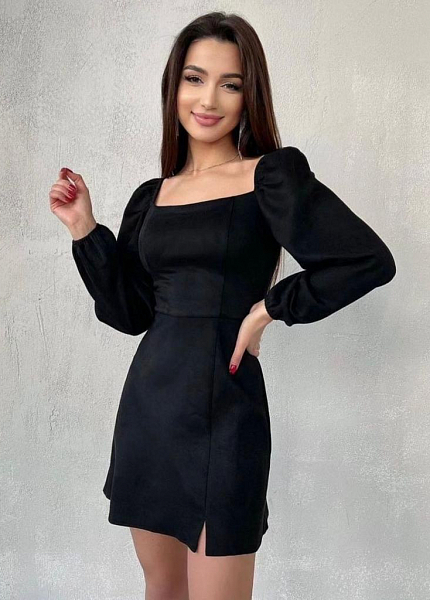 Прокат платья Черное мини с плечами на резинке для фотосессии и мероприятия в Томске