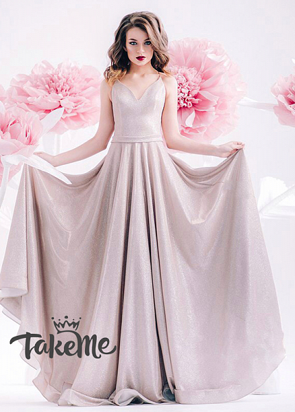 Серебристо-розовое с открытой спиной платье для фотосессии и мероприятия в Томске
