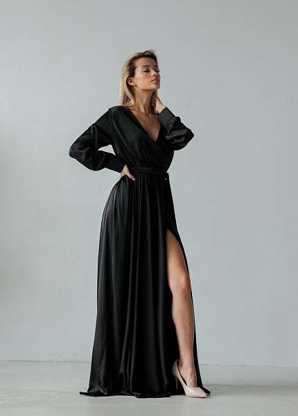 Прокат платья Черное платье халат для фотосессии и мероприятия в Томске
