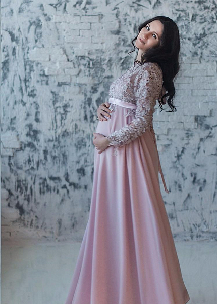 Прокат платья Розовое с длинными рукавами для фотосессии и мероприятия в Томске