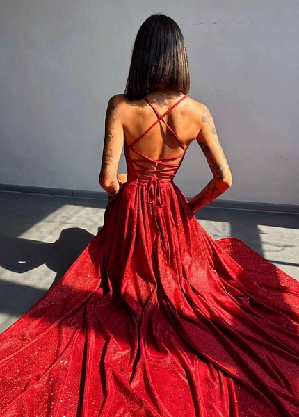 Прокат платья Красное блестящее на шнуровке для фотосессии и мероприятия в Томске