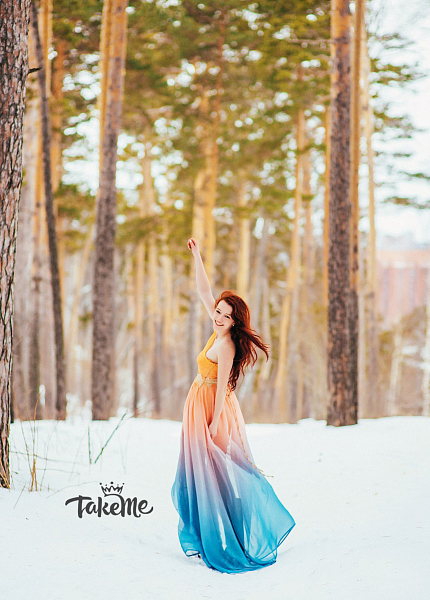 Прокат платья Желтое градиент для фотосессии и мероприятия в Томске