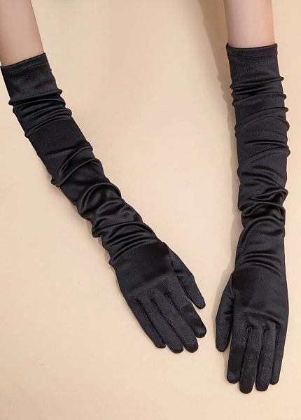 Прокат Перчатки черные шелковые для фотосессии и мероприятия в Томске