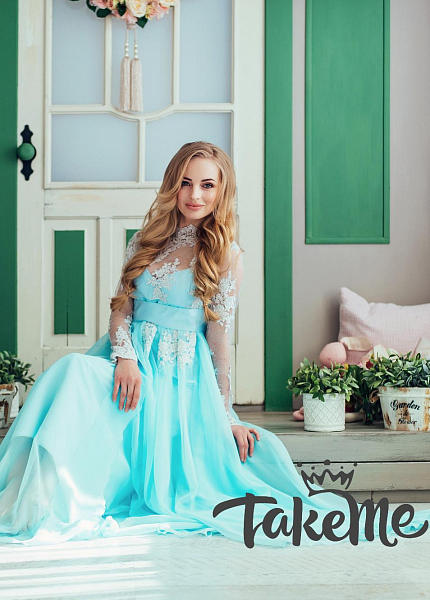 Прокат платья Голубое кружевное для фотосессии и мероприятия в Томске