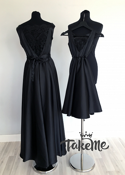 Прокат платья Комплект черных атласных платьев для фотосессии и мероприятия в Томске